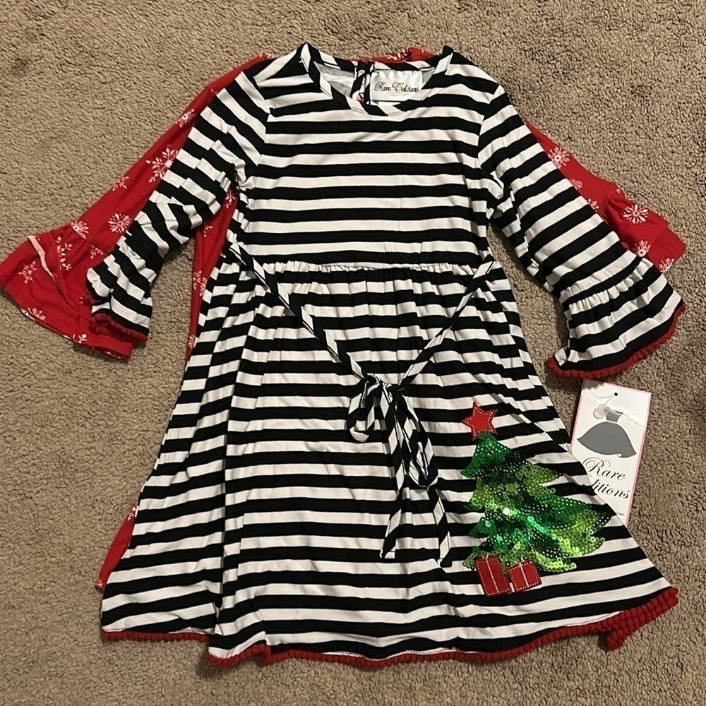 Rare Edition Christmas Dresses And headband 3-piece Set - Picture 3 of 6